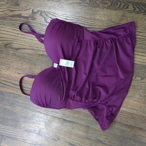 Tropical escape purple touched tankini top NWT